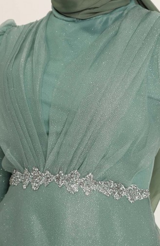 Green Almond Hijab Evening Dress 4944-02