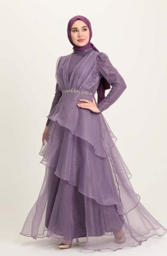 Violet Hijab Evening Dress 4944-05