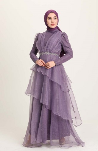 Violet Hijab Evening Dress 4944-05