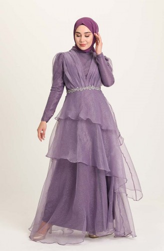 Violet Hijab Evening Dress 4944-05