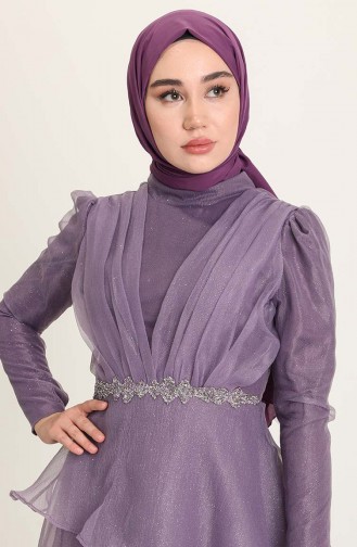 Violet Hijab Evening Dress 4944-05