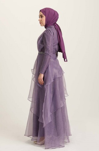 Violet Hijab Evening Dress 4944-05