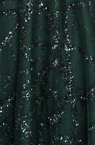 Emerald Green Hijab Evening Dress 4945-05