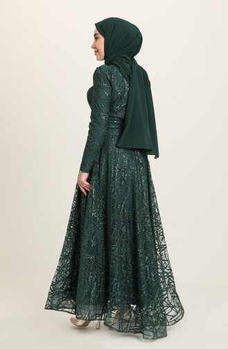 Emerald Green Hijab Evening Dress 4945-05