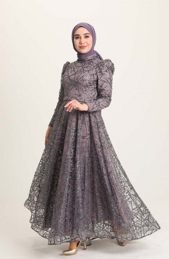 Violet Hijab Evening Dress 4945-06