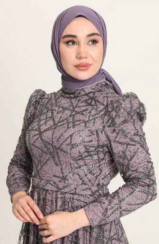 Violet Hijab Evening Dress 4945-06
