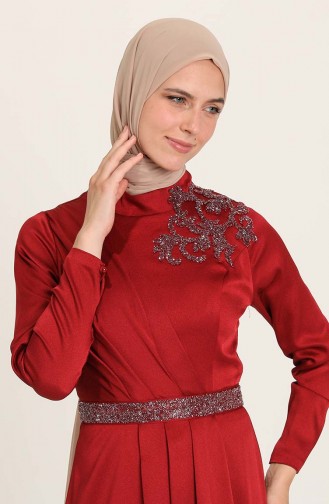 Claret red İslamitische Avondjurk 4947-01