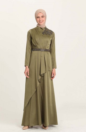 Khaki Hijab-Abendkleider 4947-02