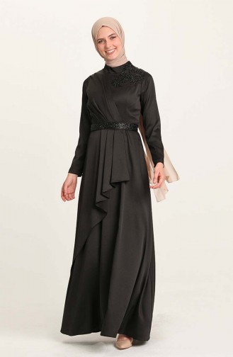Black Hijab Evening Dress 4947-04