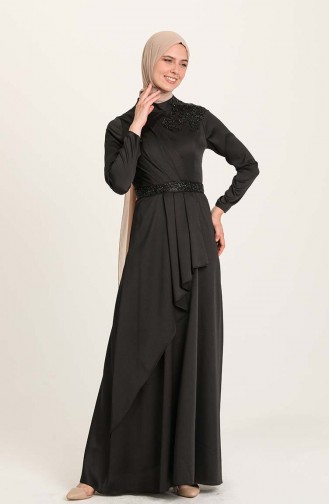 Black Hijab Evening Dress 4947-04