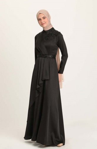 Black Hijab Evening Dress 4947-04