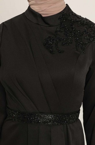 Black Hijab Evening Dress 4947-04