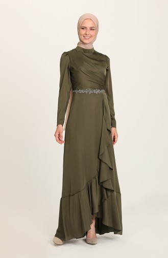 Khaki Hijab-Abendkleider 4948-02