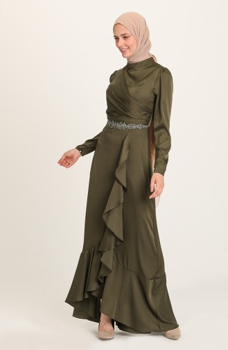 Khaki Hijab-Abendkleider 4948-02