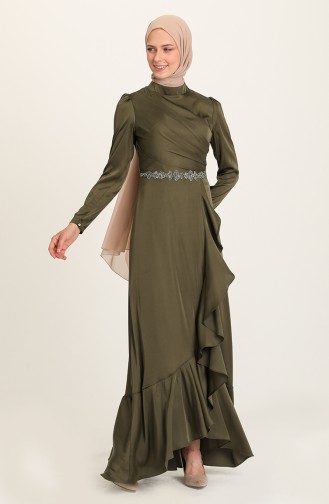 Khaki Hijab-Abendkleider 4948-02