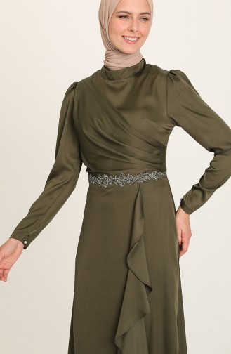 Khaki Hijab-Abendkleider 4948-02