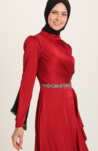 Weinrot Hijab-Abendkleider 4948-04