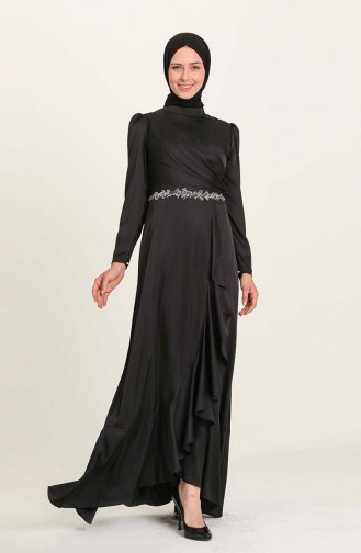 Black Hijab Evening Dress 4948-05