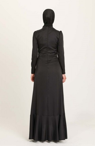 Black Hijab Evening Dress 4948-05