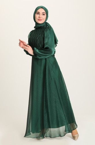 Emerald Green Hijab Evening Dress 4950-01