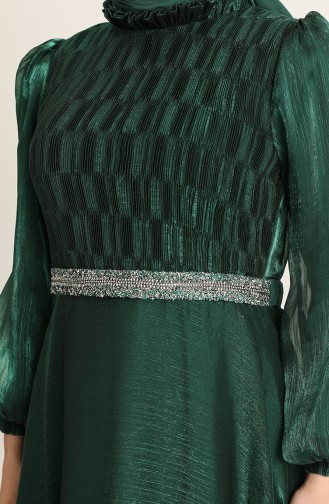 Emerald Green Hijab Evening Dress 4950-01