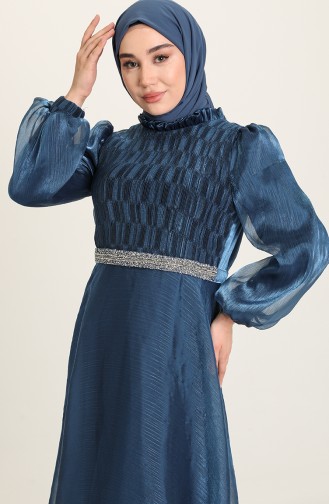 Navy Blue İslamitische Avondjurk 4950-04