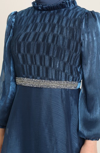 Navy Blue Hijab Evening Dress 4950-04