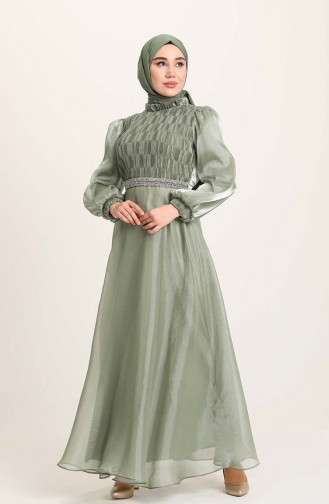 Green Almond Hijab Evening Dress 4950-06