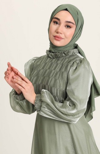Unreife Mandelgrün Hijab-Abendkleider 4950-06