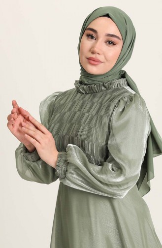Green Almond Hijab Evening Dress 4950-06