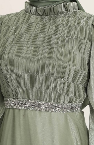 Green Almond Hijab Evening Dress 4950-06