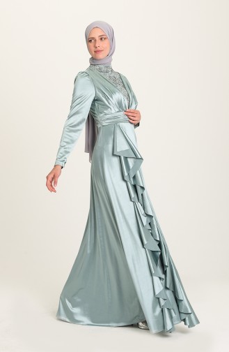 Unreife Mandelgrün Hijab-Abendkleider 4951-02
