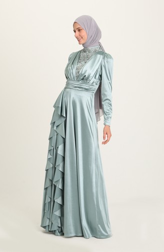 Green Almond Hijab Evening Dress 4951-02