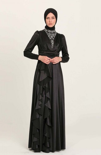 Black Hijab Evening Dress 4951-04