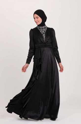 Black Hijab Evening Dress 4951-04