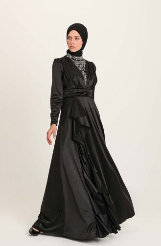 Schwarz Hijab-Abendkleider 4951-04