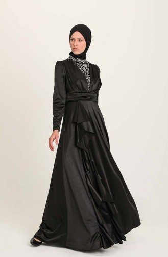 Black Hijab Evening Dress 4951-04