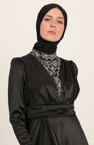 Schwarz Hijab-Abendkleider 4951-04