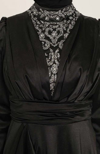 Black Hijab Evening Dress 4951-04