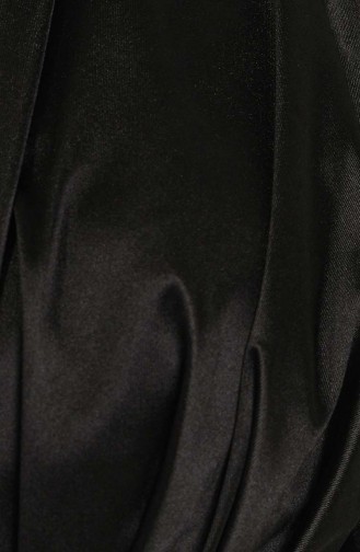 Taşli Eteği Volanlı Abiye Elbise 4951-04 Siyah