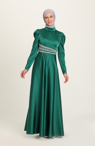 Emerald Green Hijab Evening Dress 4954-05