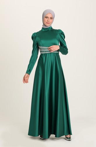 Emerald Green Hijab Evening Dress 4954-05