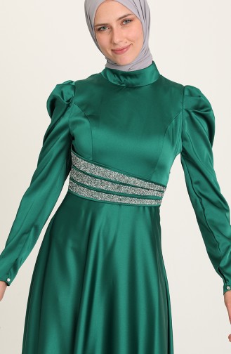 Emerald Green Hijab Evening Dress 4954-05