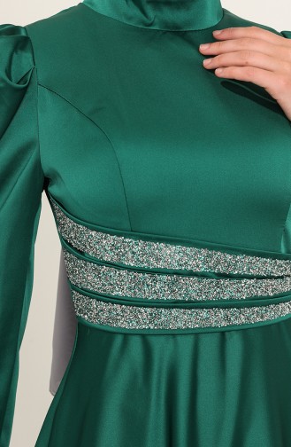 Emerald Green Hijab Evening Dress 4954-05