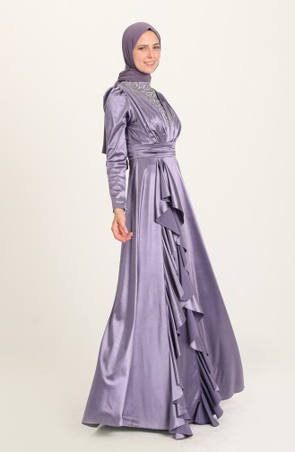 Violet Hijab Evening Dress 4951-06