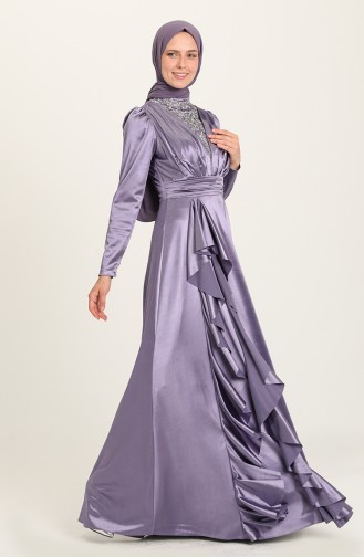 Violet Hijab Evening Dress 4951-06