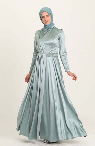 Unreife Mandelgrün Hijab-Abendkleider 4952-02