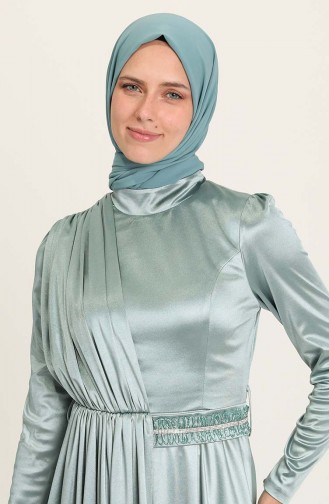 Green Almond Hijab Evening Dress 4952-02