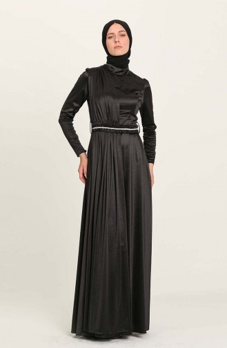 Black Hijab Evening Dress 4952-04