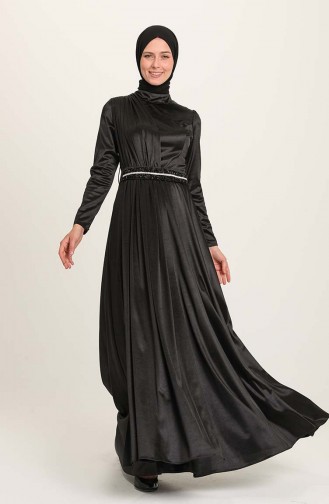 Black Hijab Evening Dress 4952-04